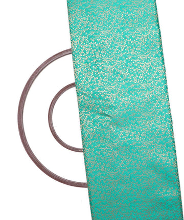 Green Colour Leaf Design Banarasi Brocade Silk Fabric